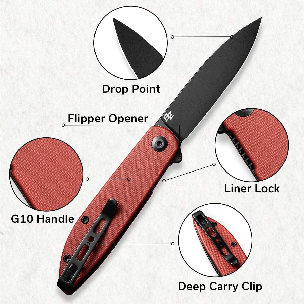 SENCUT Bocll II Pocket Folding Knife - D2 Drop Point, G10 Handle