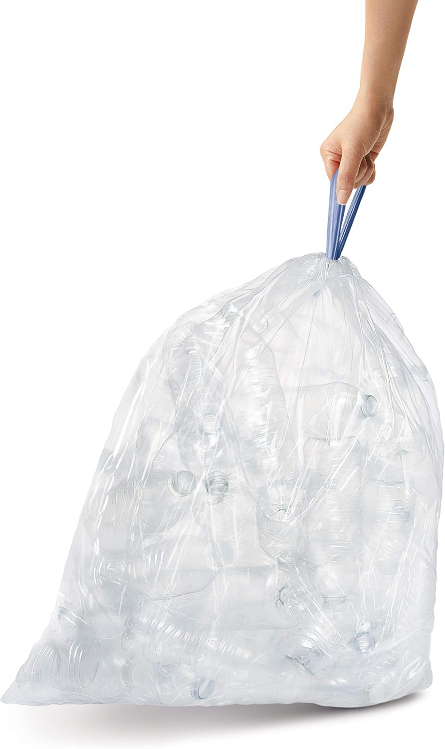 simplehuman Custom-Fit Trash Can Liners, Drawstring, White