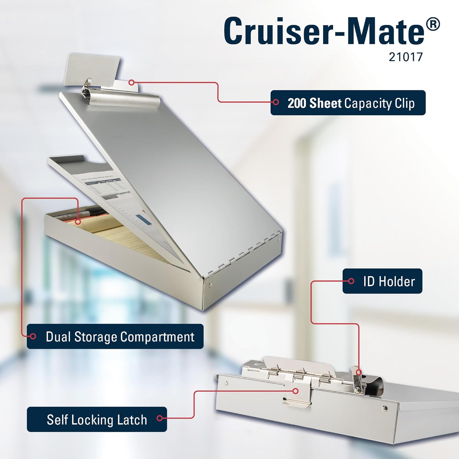 SAUNDERS Cruiser-Mate Aluminum Storage Clipboard with Dual Compartments