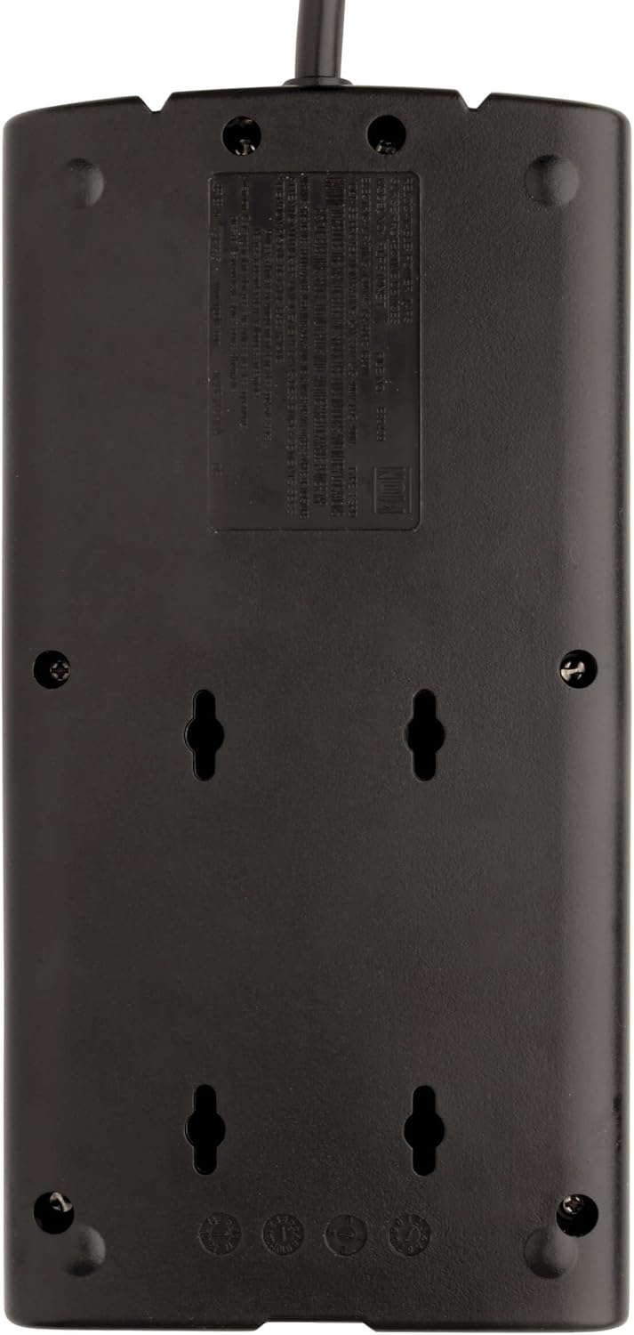 Tripp Lite 8 Outlet Surge Protector Power Strip, 10ft Cord, Right-Angle Plug, Tel/Modem/Coax/Ethernet Protection, RJ11, RJ45