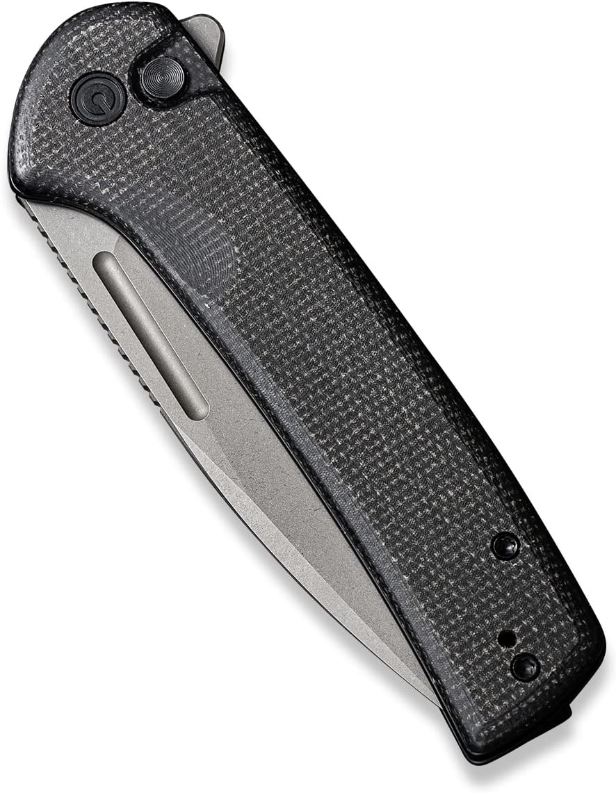 CIVIVI Conspirator Pocket Folding Knife 3.48in Blade, Micarta Handle, Button Lock