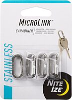 Nite Ize MicroLink Carabiner, Stainless Steel Mini Key Rings for Keys Fobs MultiTools and More, 4 Pack