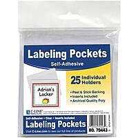 C-Line-70443 Self-Adhesive Labeling Pockets, Pack of 25, 3-1/2 x 2-3/4 in 3-1/2" x 2-3/4"