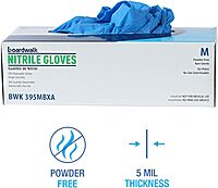 Boardwalk Disposable General-Purpose Powder-Free Nitrile Gloves, Medium, Blue, 5mil, Box Of 100 Gloves