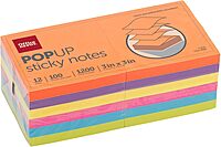 Office Depot® Brand Pop-Up Notes, 3" x 3", Assorted Deep Colors, 100 Sheets Per Pad, Pack of 12