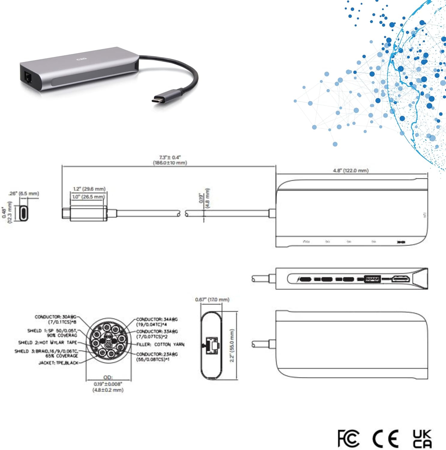 C2G USB-C® 4.0 6-in-1 Mini Docking Station with HDMI®, USB-A, Ethernet, and USB-C® 85W– 8K 60HZ