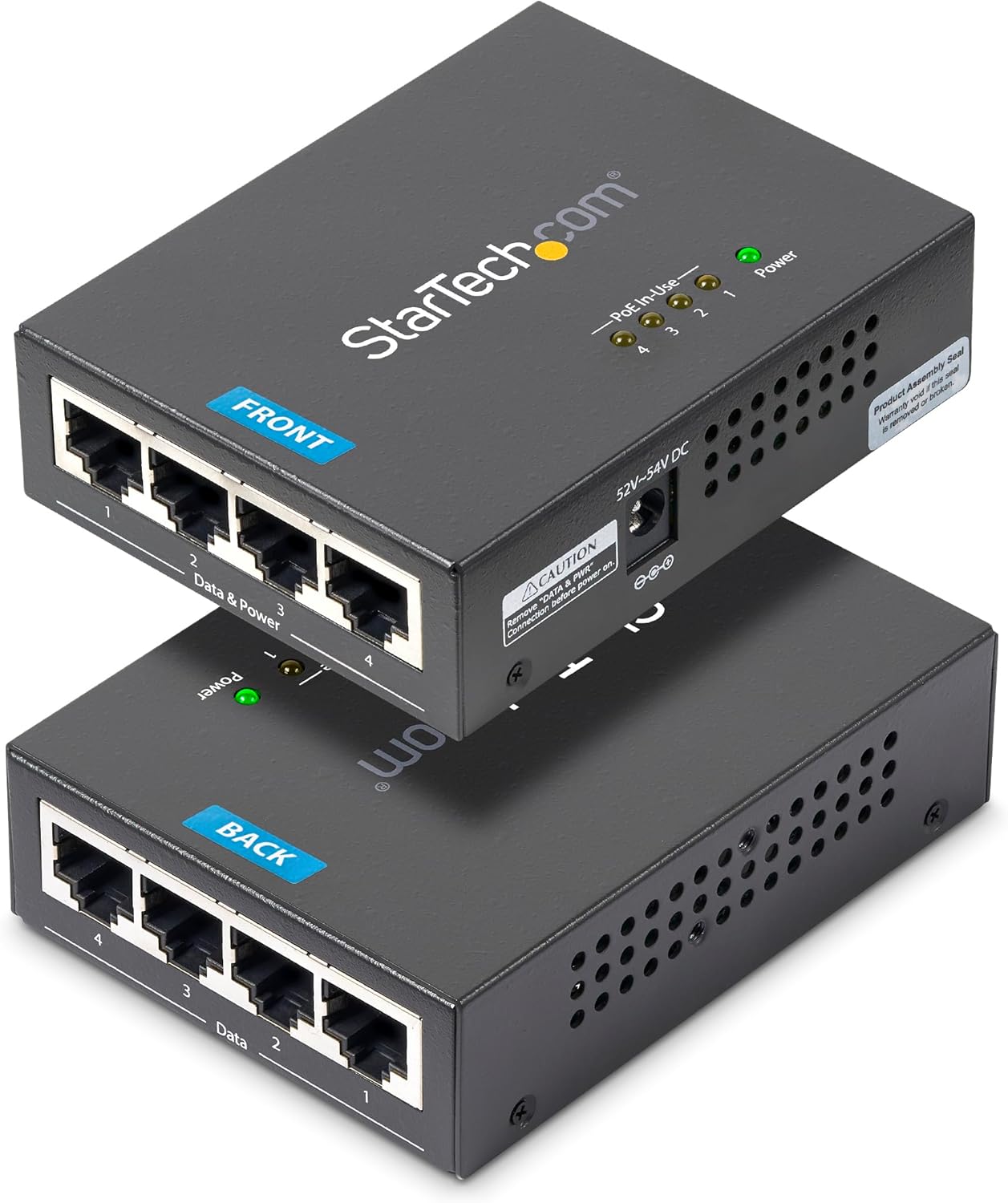 StarTech.com 4 Port Gigabit Midspan - PoE+ Injector - 802.3at and 802.3af - Wall-mountable Power over Ethernet Midspan