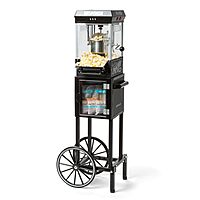 Nostalgia Popcorn Maker Machine - Professional Cart With 2.5 Oz Kettle Makes Up to 10 Cups - Vintage Popcorn Machine Movie Theater Style - Black Vintage Black