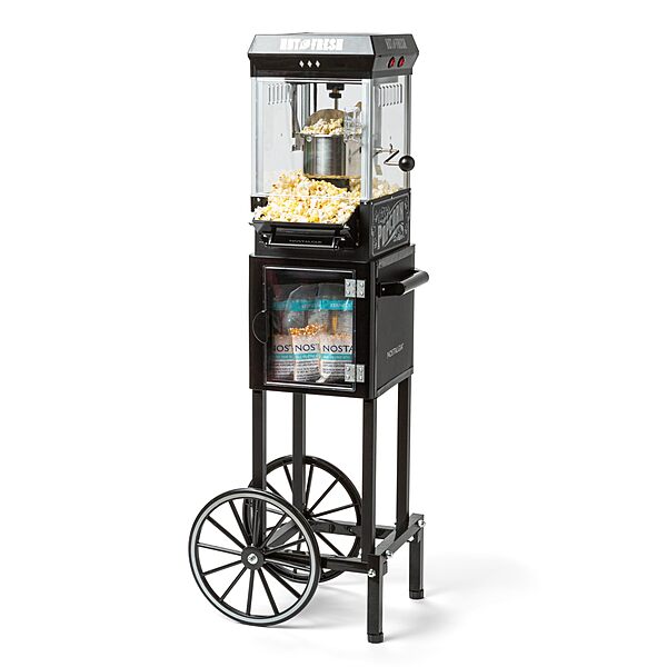 Nostalgia Popcorn Maker Machine - Professional Cart With 2.5 Oz Kettle Makes Up to 10 Cups - Vintage Popcorn Machine Movie Theater Style - Black Vintage Black