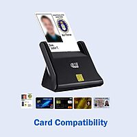 SCR-300 Desktop Smart ID Credit Card Reader CAC Card Reader Military, DOD USB Common Access CAC, Compatible with Windows, Mac OS