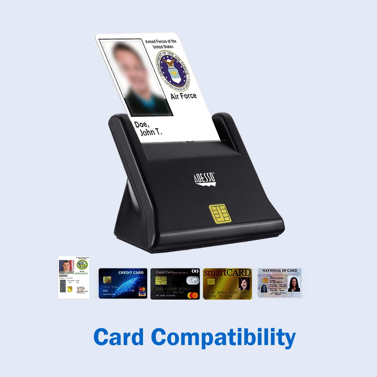 SCR-300 Desktop Smart ID Credit Card Reader CAC Card Reader Military, DOD USB Common Access CAC, Compatible with Windows