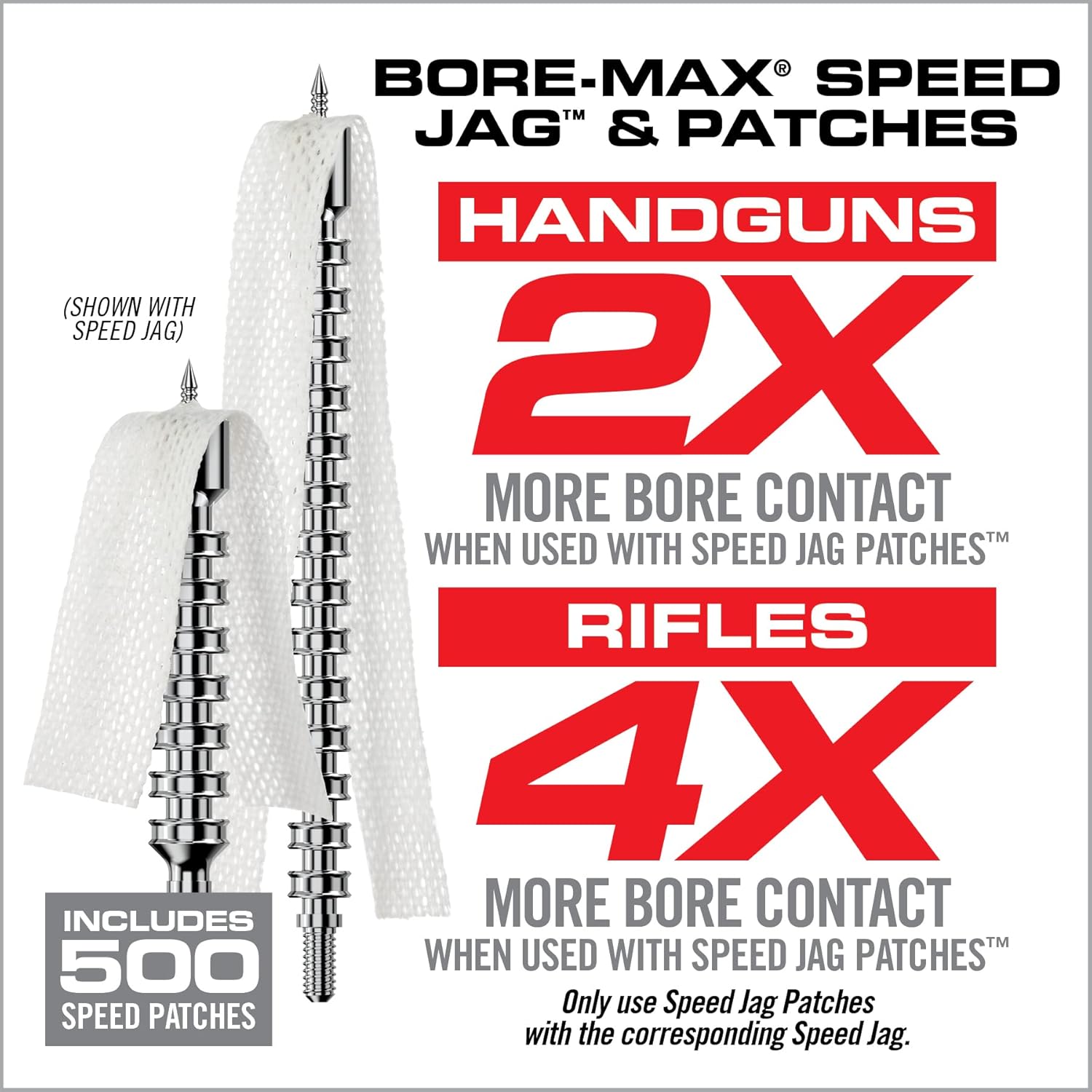 Real Avid Bore-Max Speed Jags & Patches Multi-Cal Pack - Set of 10 Jags for .22-.243Cal 6mm .260Cal 6.5mm. 270Cal. 284 7mm