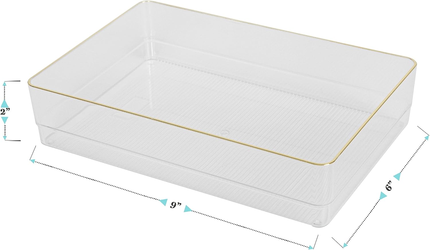 Martha Stewart Kerry Plastic Stackable Office Desk Drawer Organizers with Gold Trim