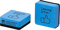 Charles Leonard Mini Whiteboard Erasers, 2in x 2in, Blue/Black, 15 Erasers Per Pack, Set Of 3 Packs