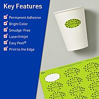 Avery Printable Oval Labels, Sure Feed Technology, 1" x 2", Bright Green, Print-to-The-Edge, 240 Total