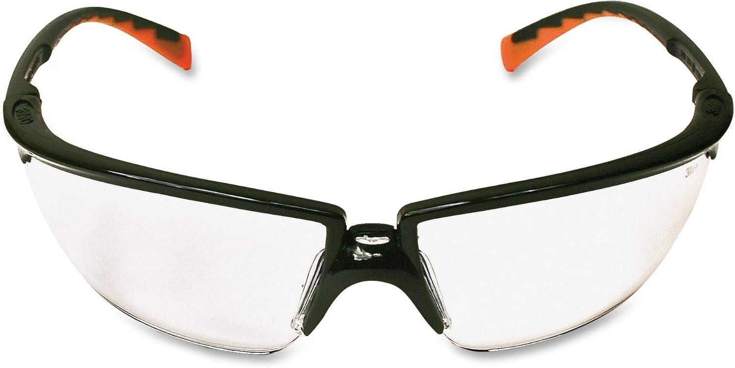 3M Privo Unisex Protective Eyewear - Anti-Fog, Clear Polycarbonate Lens, Black Half-Frame
