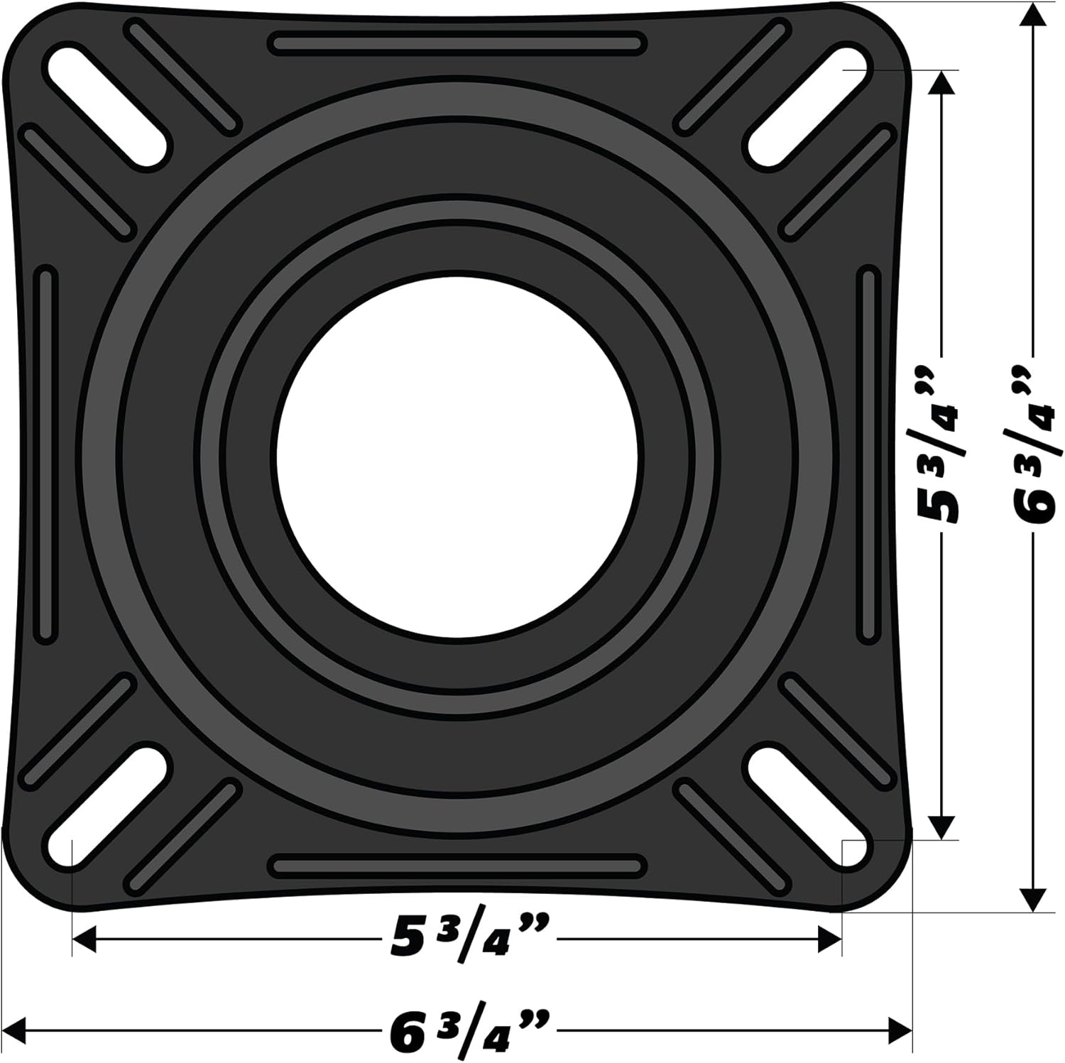 Wise 8WD7S Heavy Duty 7" Boat Seat Swivel, Black Powder Coated