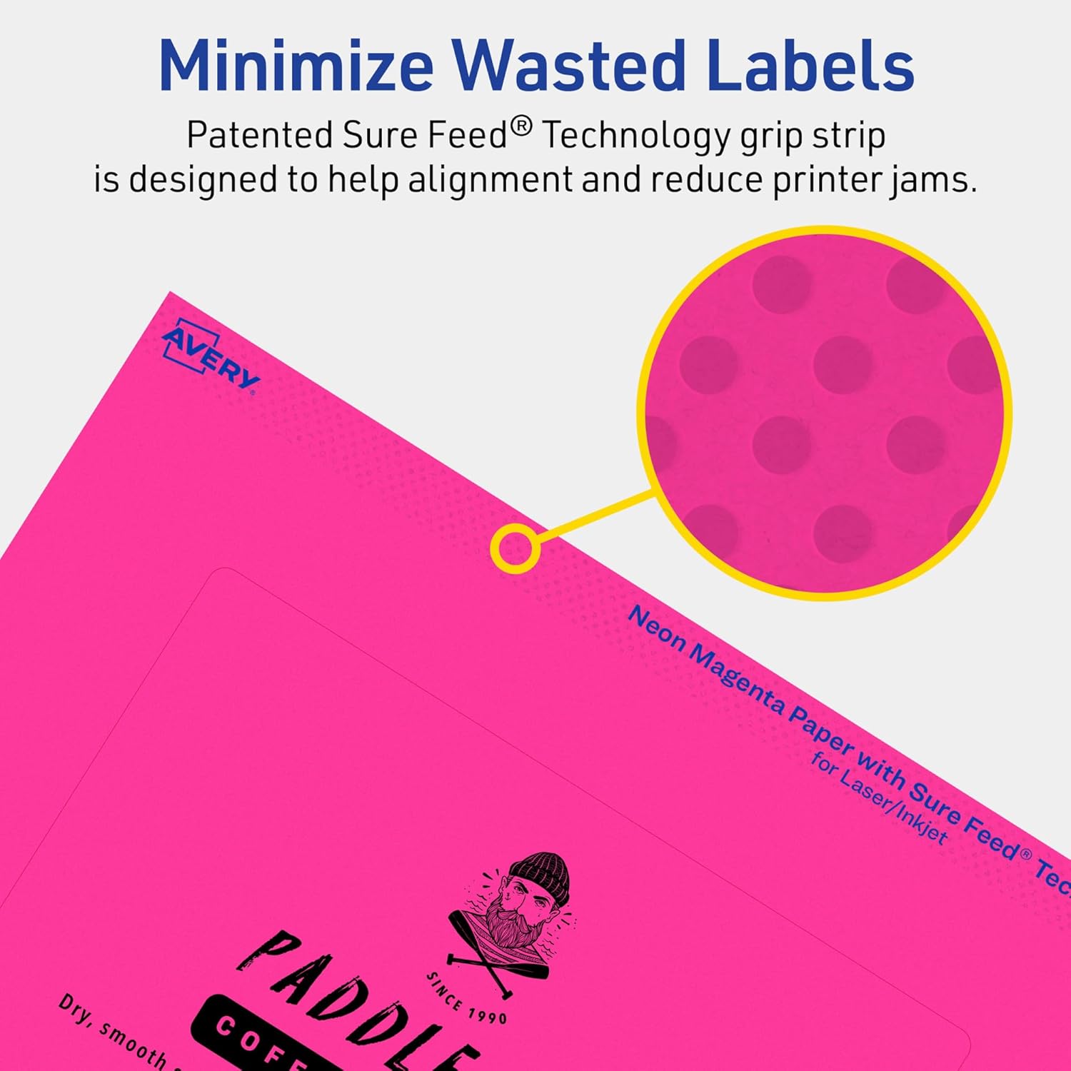 Avery Printable Rectangle Labels, Sure Feed Technology, 4" x 6", Neon Magenta, Print-to-The-Edge, Laser/Inkjet Printable