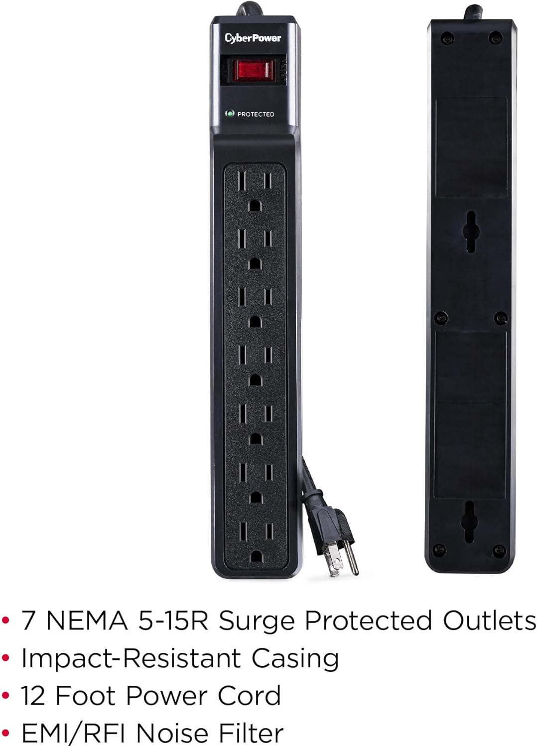 CyberPower Essential Surge Protector, 7-Outlet, 1500J