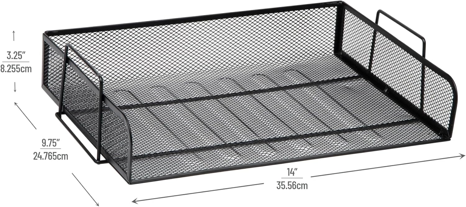 MIND READER 4-Tier Stackable Paper Tray Desktop Organizer, Metal Mesh