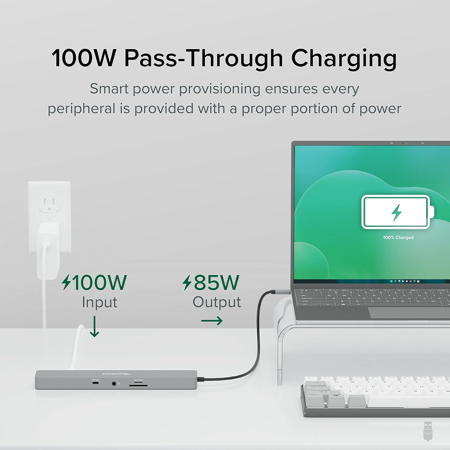 Plugable 11-in-1 USB-C Hub, 100W USB-C Pass-Through, Laptop Docking Station Dual Monitor, 4K 60Hz HDMI