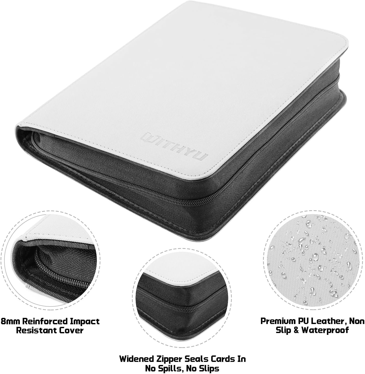 WITHYU Toploader Binder - 128 Card Capacity - White