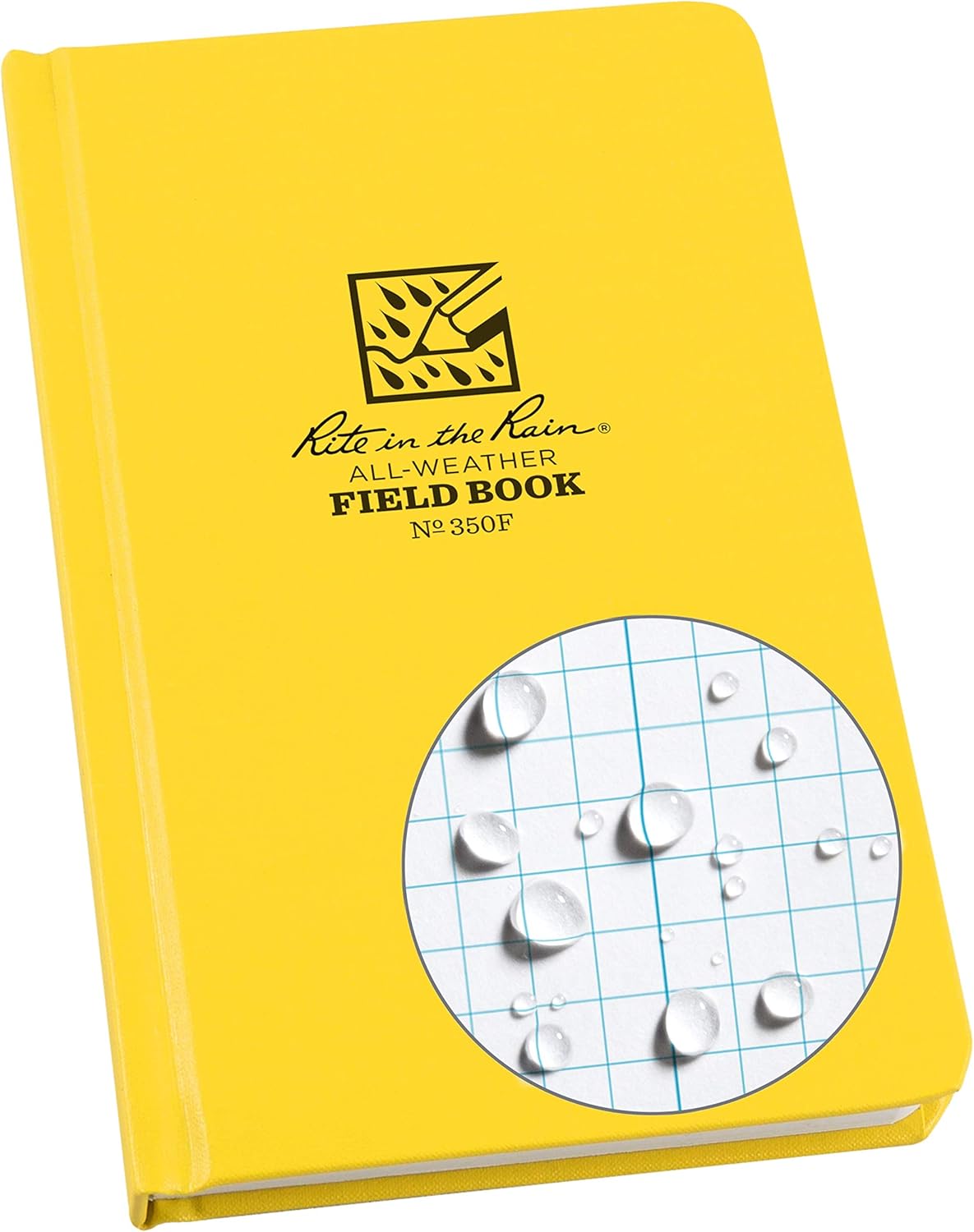 Rite in the Rain Weatherproof Hard Cover Notebook, 4 3/4" x 7 1/2", Yellow Cover, Field Pattern (No. 350F)
