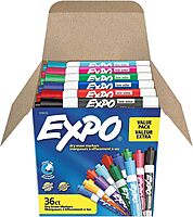 EXPO Low Odor Dry Erase Markers Chisel Tip Assorted Fashion Colors 36 Count for Classroom Office & Home Use 36 Count (Pack of 1)