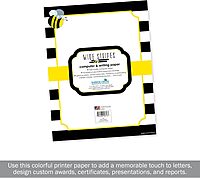 Barker Creek Designer Computer Paper, Wide Stripes With Bee, 8.5” x 11”, Decorative Printer Paper, 50 Sheets