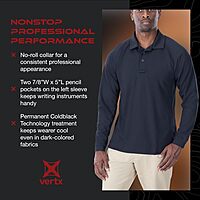 VERTX Mens Coldblack Long-Sleeve Tactical Polo Shirt