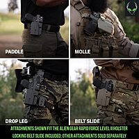 ALIEN GEAR Rapid Force Level 2 OWB Holster – Locking Belt Slide – Left Hand – Optic Compatible