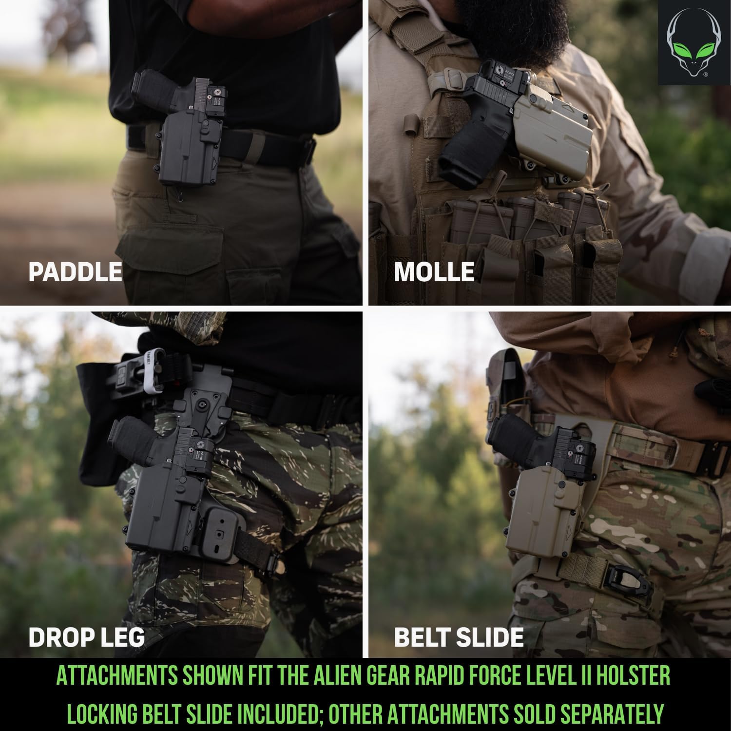 ALIEN GEAR Rapid Force Level 2 OWB Holster – Locking Belt Slide – Left Hand – Optic Compatible