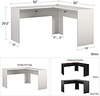 Ameriwood Home The Works 52inW L-Shaped Corner Desk, Cherry/Gray