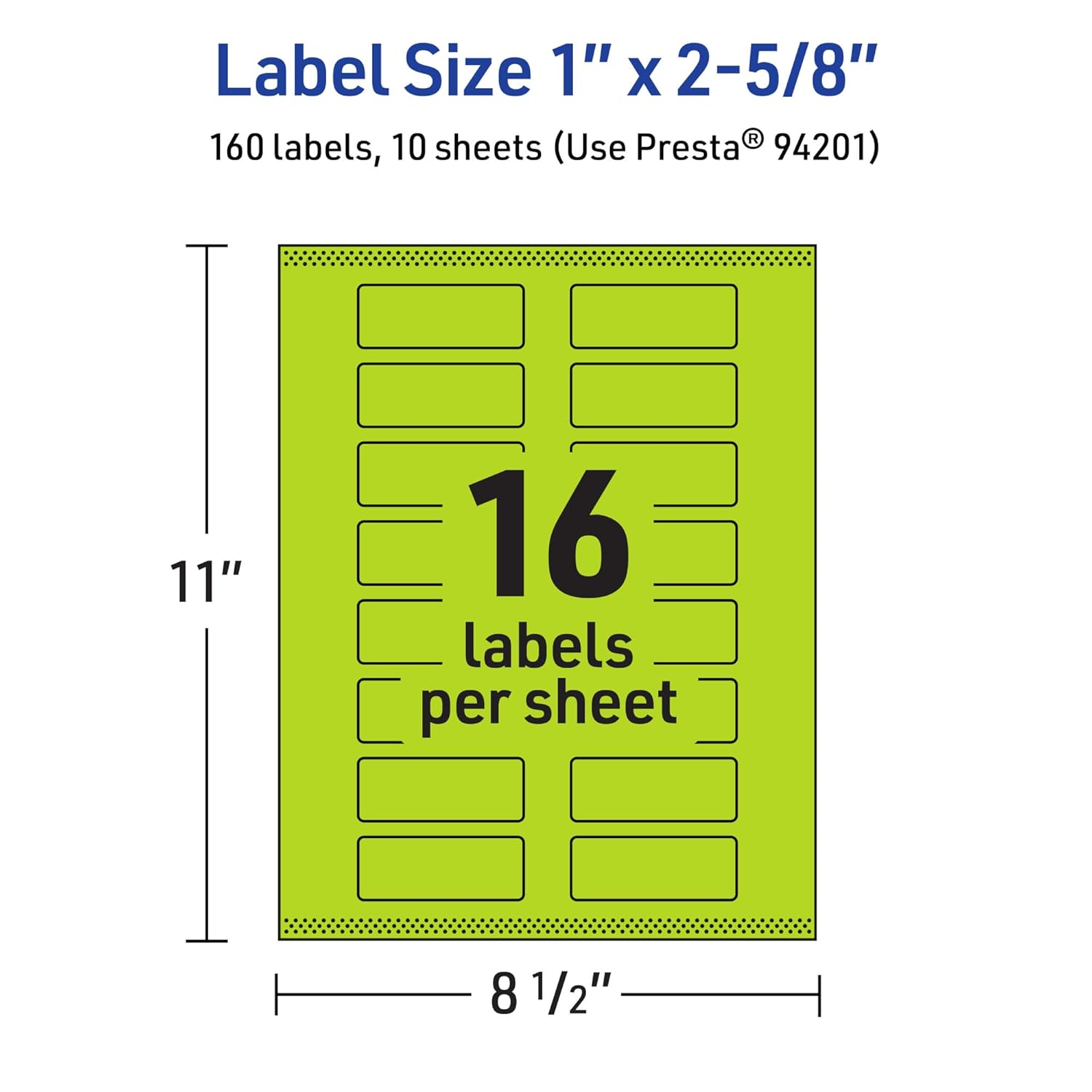 Avery Printable Rectangle Labels, Sure Feed Technology, 1" x 2-5/8", Bright Green Labels, Print-to-The-Edge