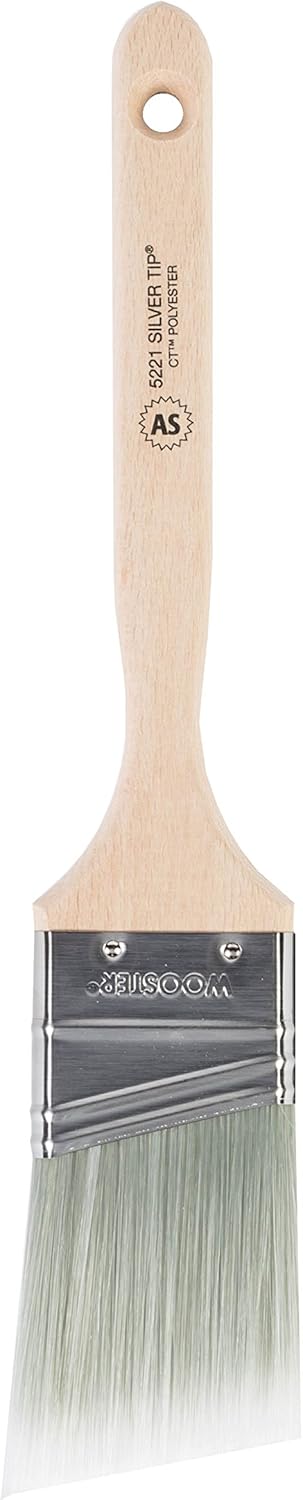 Wooster Brush 5221-2 Tip Angle Sash Paintbrush, 2-Inch, 2 Inch, White,Silver