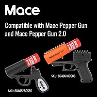 Mace Pepper Gun 2.0 with Pepper Spray & Water Training Cartridge Set, 20 Feet Range, Max Strength 10% OC Formula