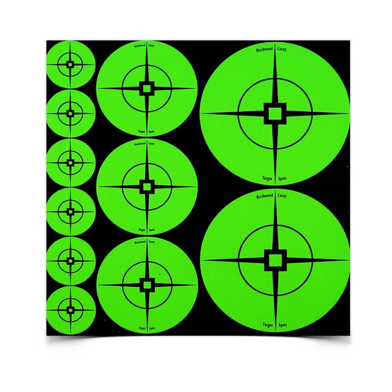 Birchwood Casey Target Spots Orange/Green Assorted Size High-Contrast Self-Adhesive Paper Shooting Targets for Gun Practice Green Targets (33938)