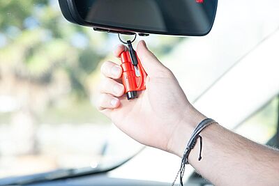 RESQME The Original Compact Keychain Car Escape Tool, 2-in-1 Seatbelt Cutter and Window Breaker, Made in USA