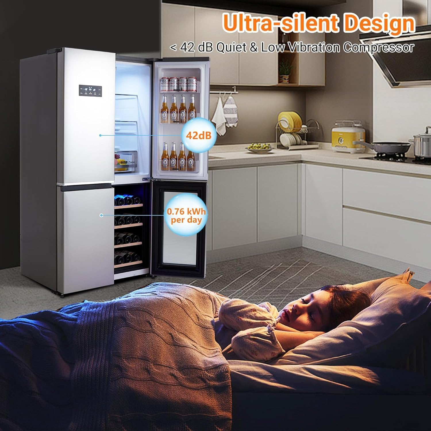 Refrigeradores de acero inoxidable de 21 pies cúbicos