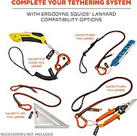 Wire Tool Attachment Tail with Loop End, Tool Weight Capacity 2lbs, 6-Pack, Ergodyne Squids 3704 , Orange