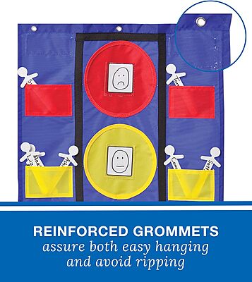 Carson Dellosa 26" x 19.75" Stoplight Behavior Charts for Kids at Home, Pocket Chart With Red, Green, Yellow Classroom Lights and Dry Erase Student Sticks, Social Emotional Learning Teaching Supplies