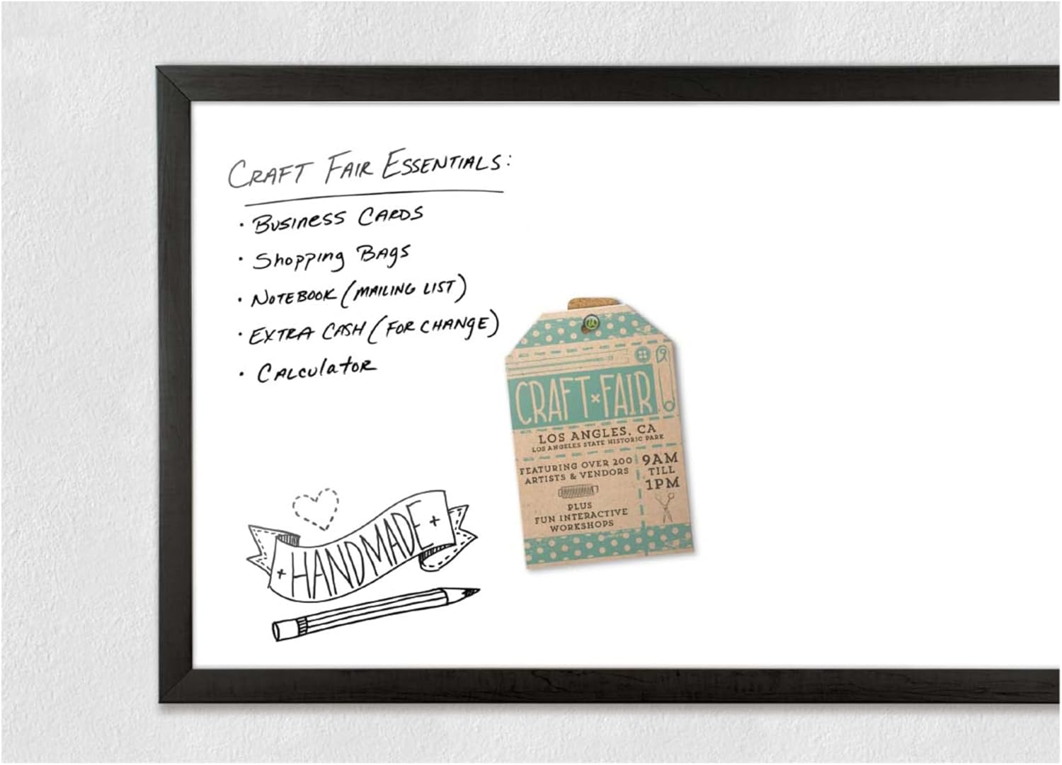 U Brands Magnetic Dry-Erase Board, 35in x 35in, Black Wood Frame