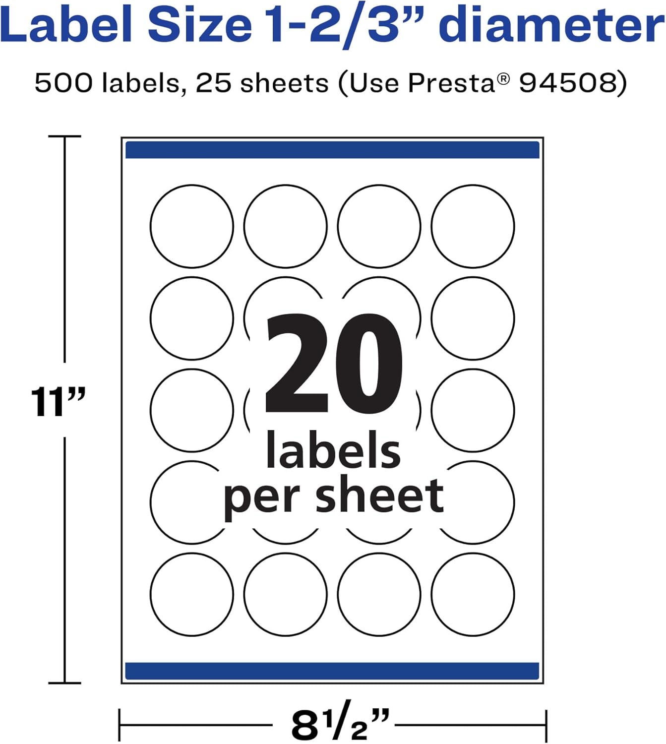 Avery Durable Waterproof Round Labels - 1-2/3" Diameter