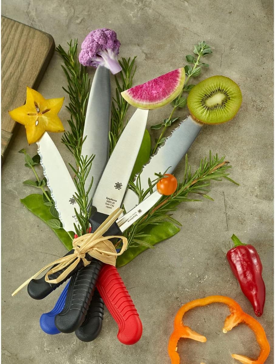 Spyderco Lightweight Kitchen Utility Knife with MBS-26 Stainless Steel Blade and Polypropylene Handle