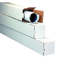 Aviditi Square Corrugated Cardboard Mailing Tubes, 2" x 2" x 37", White, Pack of 50, for Shipping, Storing, Mailing