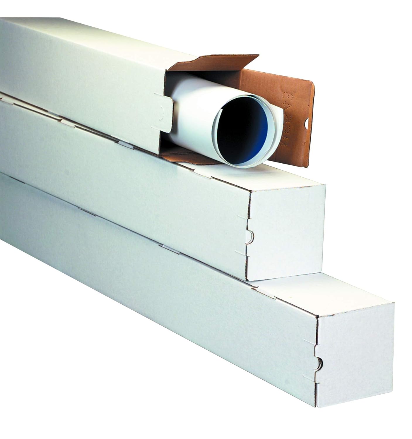 Aviditi Square Corrugated Cardboard Mailing Tubes, 5" x 5" x 12", White, Pack of 25, for Shipping, Storing, Mailing