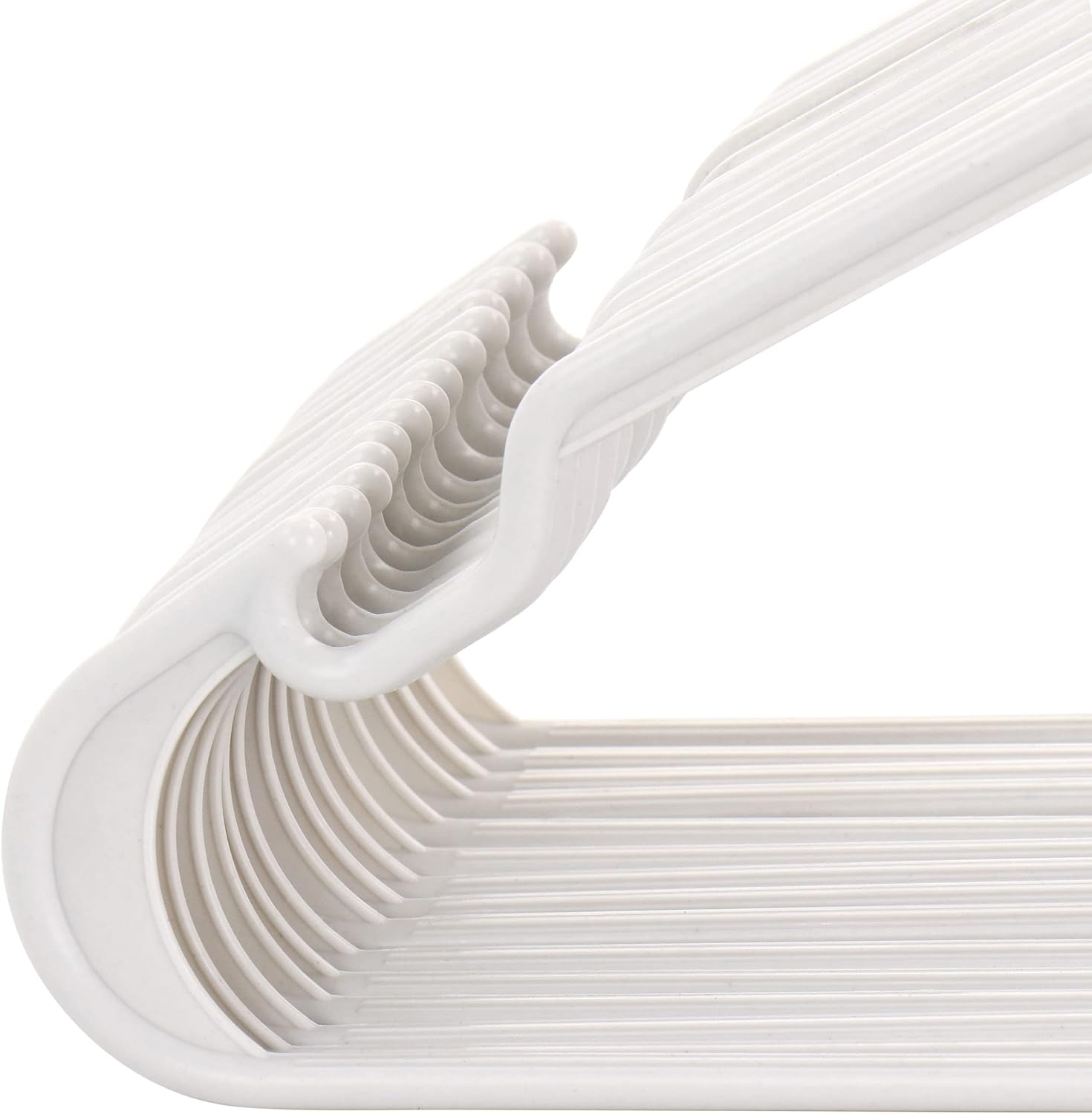 Elama Home 50 Piece Plastic Hanger Set with Notched Shoulders in White