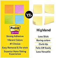 Post-it Super Sticky Notes, 3x3 in, 10 Pads, 2X The Sticking Power, Canary Yellow, Recyclable (654-10SSCY) 1.9" x 6"