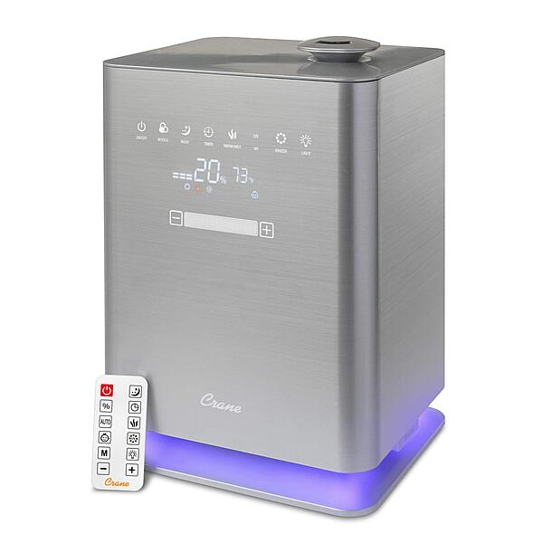 Crane Ultrasonic Warm & Cool Mist Air Humidifier for Bedroom, Top Fill, UV Light, 1.2 Gallon Tank, 500 Sq Ft Coverage