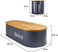 MegaChef Charcoal Gray and Bamboo 4-Piece Canister Set